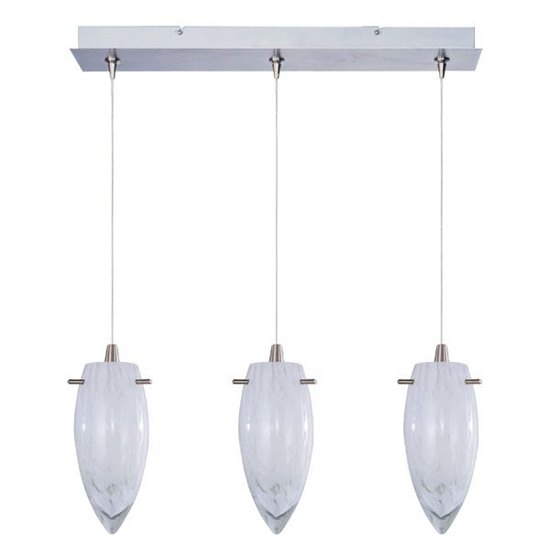 Foto para 35W White Cirrus 3-Light RapidJack Pendant and Canopy SN Glass 12V G4 Xenon (OA HT 8"-128.25") (CAN 24.25"x4.25"x1.25")