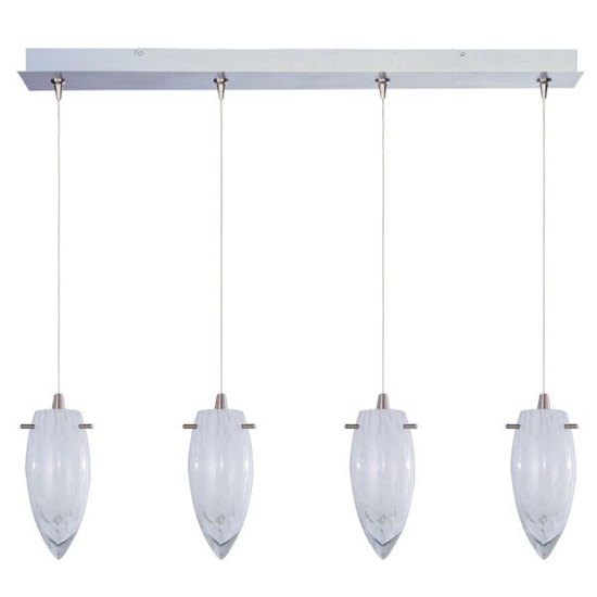 Foto para 35W White Cirrus 4-Light RapidJack Pendant and Canopy SN Glass 12V G4 Xenon (OA HT 9.25"-129.25") (CAN 34.5"x4.5"x2.25")