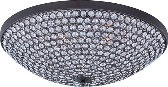 Foto para 40W Glimmer 6-Light Flush Mount BZ Beveled Crystal Glass G9 Xenon 19"x5.5" 