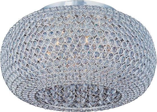 Foto para 40W Glimmer 6-Light Flush Mount PS Beveled Crystal Glass G9 Xenon 18"x8.75" 