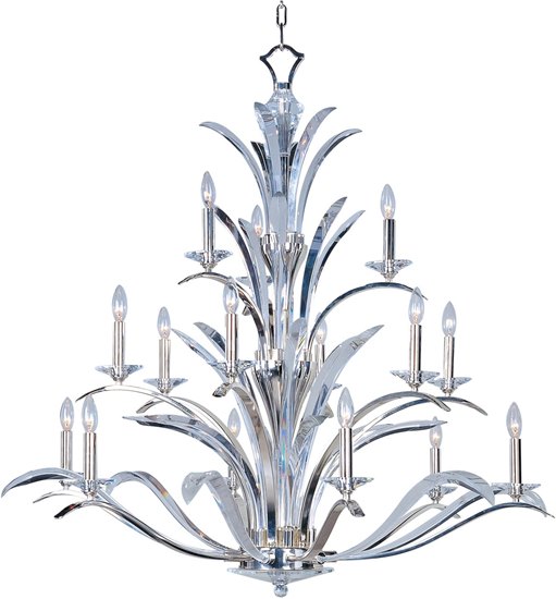 Foto para 40W Paradise 15-Light Chandelier PS Beveled Crystal Glass CA Incandescent 72" Chain