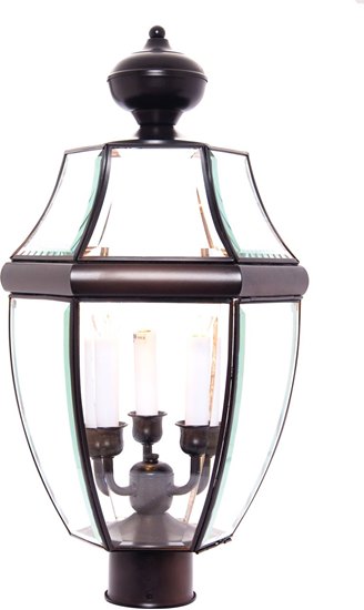 Foto para 40W South Park 3-Light Outdoor Pole/Post Lantern BK Clear Glass CA Incandescent 12"x23.5" 