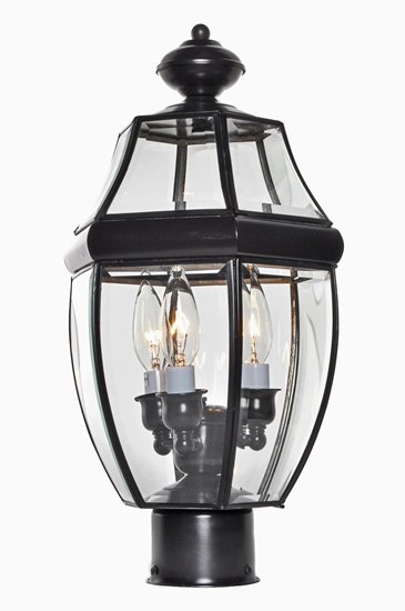 Foto para 40W South Park 3-Light Outdoor Pole/Post Lantern BU Clear Glass CA Incandescent 9.5"x18.5" 