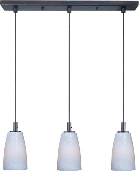 Foto para 50W Carte 3-Light Pendant BZ White Ripple G9 Xenon (OA HT 24"-60")