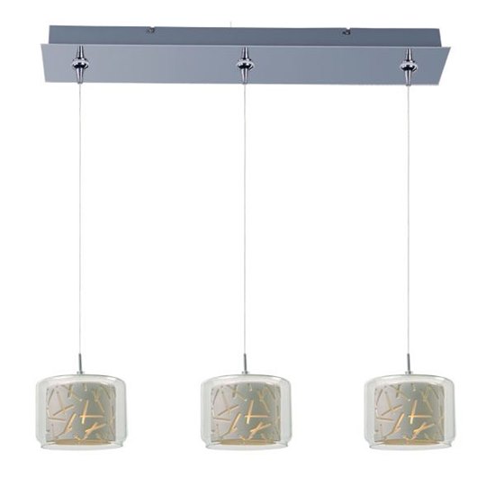 Foto para 50W Confetti 3-Light RapidJack Pendant and Canopy PC Clear/White Metal 12V GY6.35 T4 Xenon (OA HT 9"-129") (CAN 24.25"x4.5"x2.5")