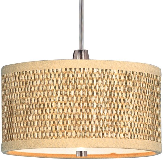 Foto para 50W Elements 1-Light RapidJack Pendant SN Natural Fiber 12V GY6.35 T4 Xenon (OA HT 16"-77")