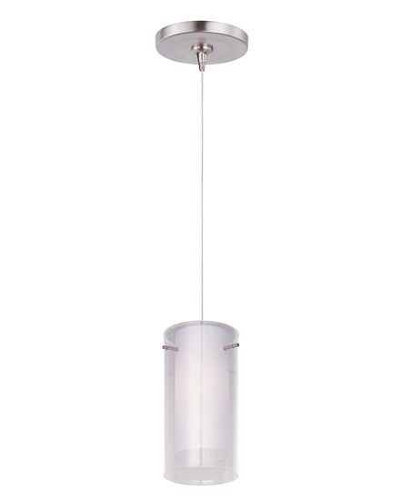 Foto para 50W Frost 1-Light RapidJack Pendant and Canopy SN Clear/White Glass 12V GY6.35 T4 Xenon (OA HT 8"-128") (CAN 4.5"x4.25")