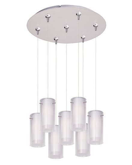 Foto para 50W Frost 7-Light RapidJack Pendant and Canopy SN Clear/White Glass 12V GY6.35 T4 Xenon (OA HT 9.5"-129.5") (CAN 17"x2.5")