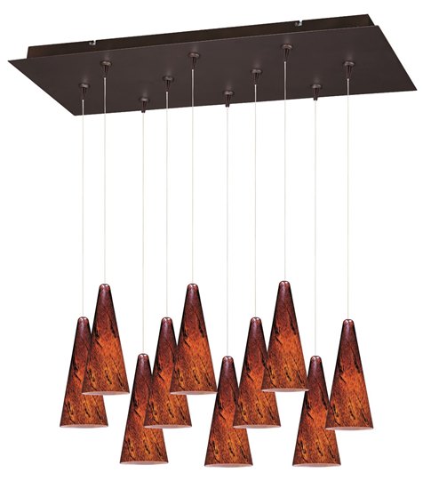 Foto para 50W Lava 10-Light RapidJack Pendant and Canopy BZ Amber Lava Glass 12V GY6.35 T4 Xenon (OA HT 12.5"-132.5") (CAN 31.5"x12.5"x2.5")