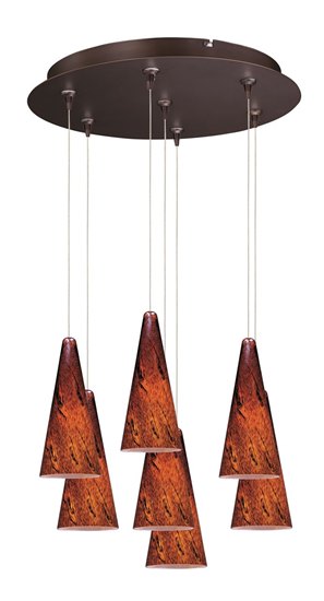 Foto para 50W Lava 7-Light RapidJack Pendant and Canopy BZ Amber Lava Glass 12V GY6.35 T4 Xenon (OA HT 12.5"-132.5") (CAN 17"x2.5")