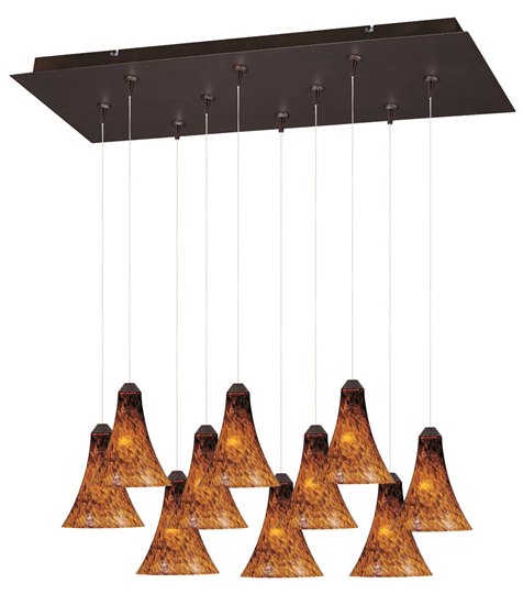 Foto para 50W Leopard 10-Light RapidJack Pendant and Canopy BZ Amber Leopard Glass 12V GY6.35 T4 Xenon (OA HT 10"-130") (CAN 31.5"x12.5"x2.5")