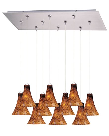 Foto para 50W Leopard 10-Light RapidJack Pendant and Canopy SN Amber Leopard Glass 12V GY6.35 T4 Xenon (OA HT 10"-130") (CAN 31.5"x12.5"x2.5")