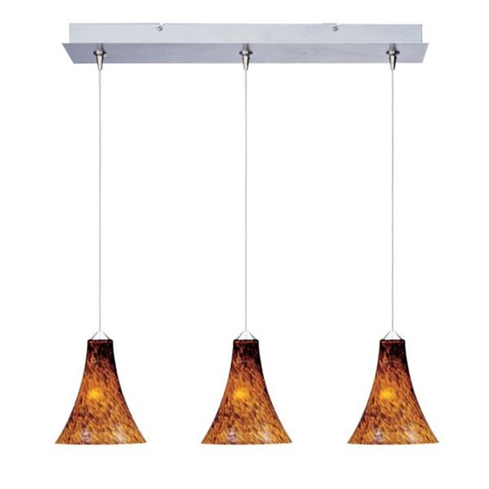 Foto para 50W Leopard 3-Light RapidJack Pendant and Canopy SN Amber Leopard Glass 12V GY6.35 T4 Xenon (OA HT 8.5"-128.75") (CAN 24.25"x4.25"x1.25")