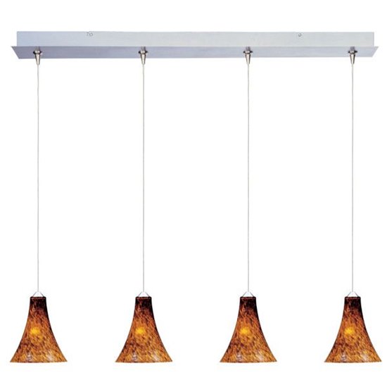 Foto para 50W Leopard 4-Light RapidJack Pendant and Canopy SN Amber Leopard Glass 12V GY6.35 T4 Xenon (OA HT 9.75"-129.75") (CAN 34.5"x4.5"x2.25")