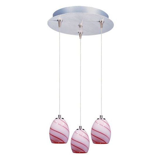 Foto para 50W Swirl 3-Light RapidJack Pendant and Canopy SN Cherry Swirl Glass 12V GY6.35 T4 Xenon (OA HT 8.5"-128.75") (CAN 11.75"x1.25")