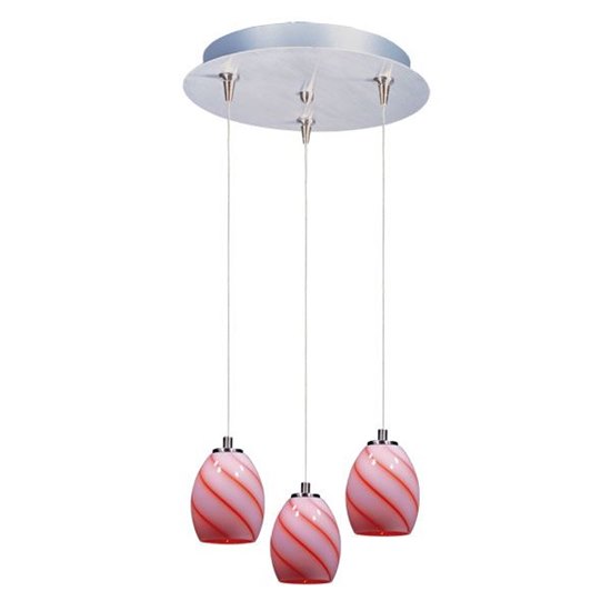 Foto para 50W Swirl 3-Light RapidJack Pendant and Canopy SN Tangerine Swirl Glass 12V GY6.35 T4 Xenon (OA HT 8.5"-128.75") (CAN 11.75"x1.25")