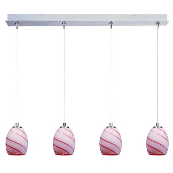 Foto para 50W Swirl 4-Light RapidJack Pendant and Canopy SN Cherry Swirl Glass 12V GY6.35 T4 Xenon (OA HT 9.75"-129.75") (CAN 34.5"x4.5"x2.25")