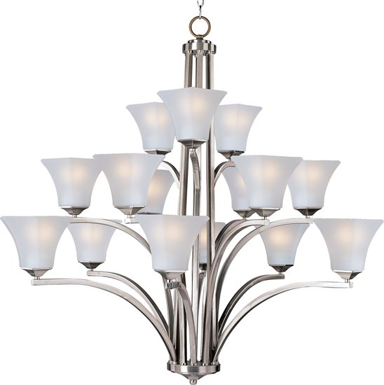 Foto para 60W Aurora 15-Light Chandelier SN Frosted Glass MB Incandescent 72" Chain