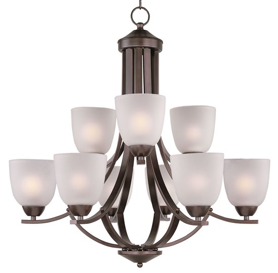 Foto para 60W Axis 9-Light Chandelier OI Frosted Glass MB Incandescent 