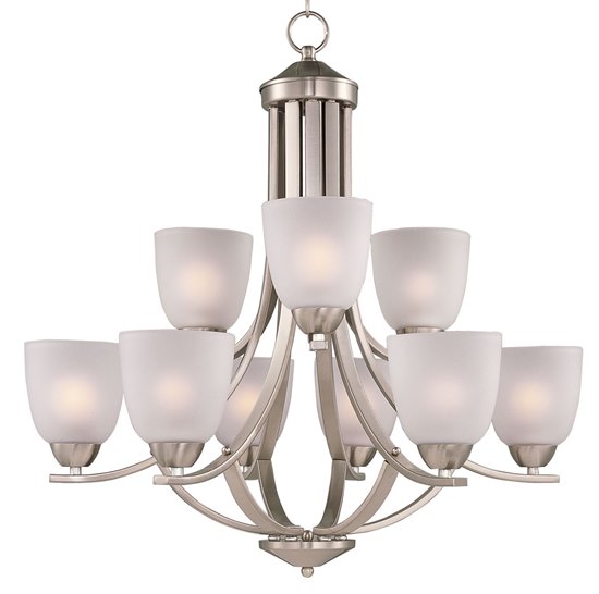 Foto para 60W Axis 9-Light Chandelier SN Frosted Glass MB Incandescent 