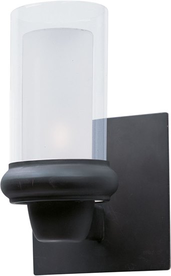 Foto para 60W Bayview 1-Light Wall Sconce BZ Clear/Frosted Glass G9 Frost Xenon 