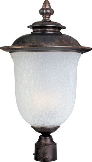 Foto para 60W Cambria Cast 3-Light Outdoor Pole/Post Lantern CH Frost Crackle Glass CA Incandescent 