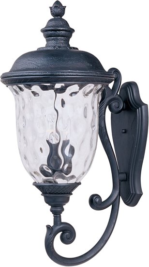 Foto para 60W Carriage House DC 3-Light Outdoor Wall Lantern OB Water Glass Glass CA Incandescent 14"x31" 