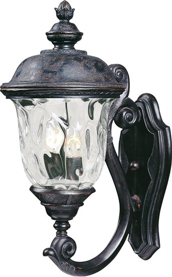 Foto para 60W Carriage House VX 2-Light Outdoor Wall Lantern OB Water Glass Glass CA Incandescent 9"x20" 