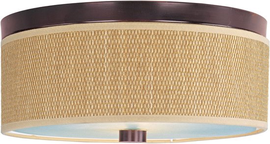 Foto para 60W Elements 2-Light Flush Mount OI Natural Fiber MB Incandescent 