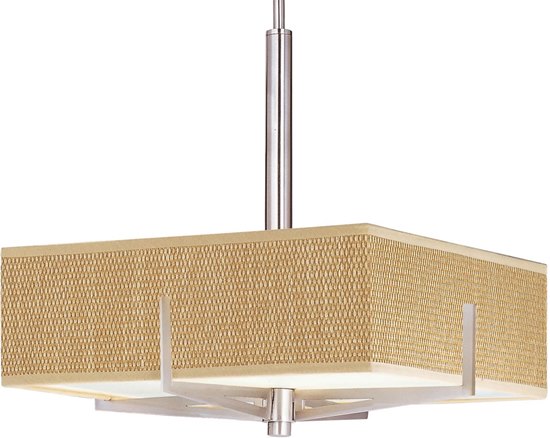 Foto para 60W Elements 3-Light Pendant SN Natural Fiber MB Incandescent 16"x16"x5.25" (OA HT 25"-68")