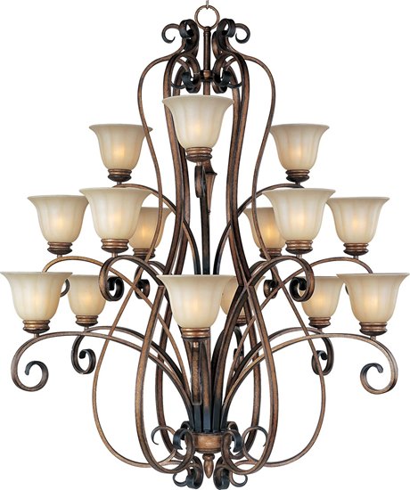 Foto para 60W Fremont 15-Light Chandelier PD Wilshire Glass MB Incandescent 72" Chain