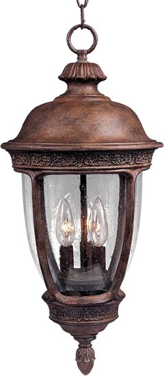 Foto para 60W Knob Hill Cast 3-Light Outdoor Hanging Lantern SE Seedy Glass CA Incandescent 72" Chain