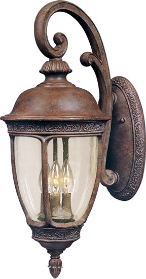 Foto para 60W Knob Hill VX 3-Light Outdoor Wall Lantern SE Seedy Glass CA Incandescent 10"x24.5" 