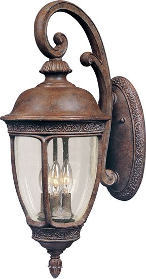 Foto para 60W Knob Hill VX 3-Light Outdoor Wall Lantern SE Seedy Glass CA Incandescent 8"x19.5" 