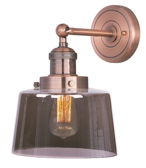 Foto para 60W Mini Hi-Bay 1-Light Wall Sconce ACP Mirror Smoke Glass MB Incandescent 8.75"x11.5" 