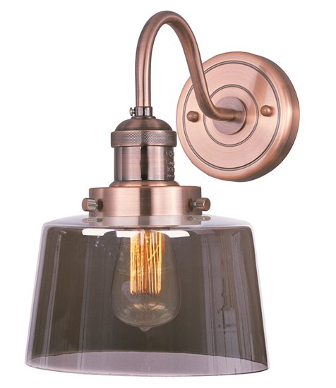 Foto para 60W Mini Hi-Bay 1-Light Wall Sconce ACP Mirror Smoke Glass MB Incandescent 8.75"x11.75" 