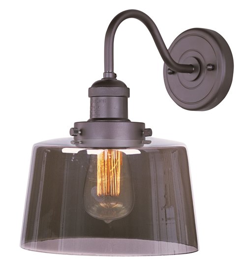 Foto para 60W Mini Hi-Bay 1-Light Wall Sconce BZ Mirror Smoke Glass MB Incandescent 8.75"x11.75" 