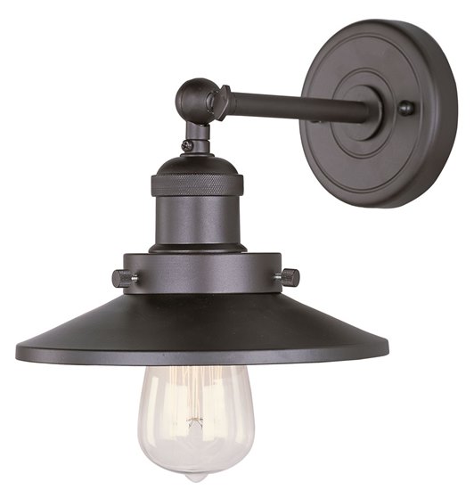 Foto para 60W Mini Hi-Bay 1-Light Wall Sconce W/Bulb BZ Metal MB Incandescent 8"x7.25" 