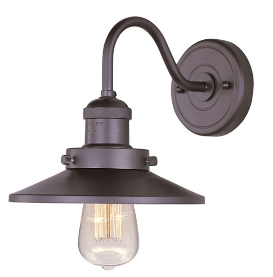 Foto para 60W Mini Hi-Bay 1-Light Wall Sconce W/Bulb BZ Metal MB Incandescent 8"x7.75" 