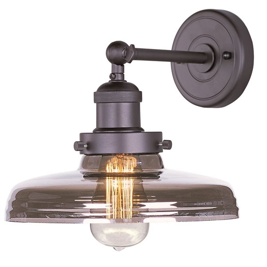 Foto para 60W Mini Hi-Bay 1-Light Wall Sconce W/Bulb BZ Mirror Smoke Glass MB Incandescent 10"x8.75" 