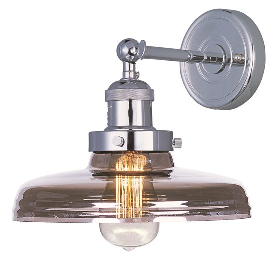 Foto para 60W Mini Hi-Bay 1-Light Wall Sconce W/Bulb PN Mirror Smoke Glass MB Incandescent 10"x8.75" 