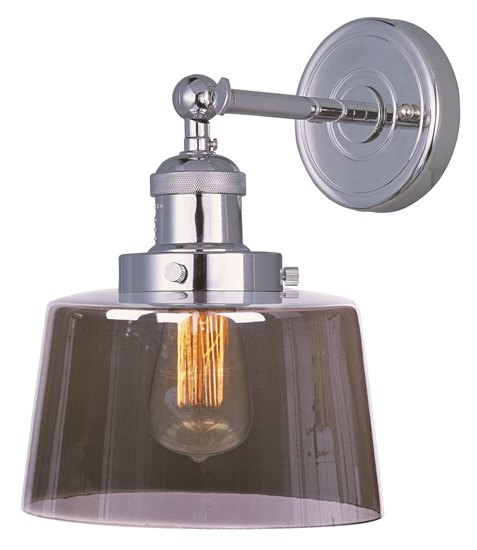 Foto para 60W Mini Hi-Bay 1-Light Wall Sconce W/Bulb PN Mirror Smoke Glass MB Incandescent 8.75"x11.5" 