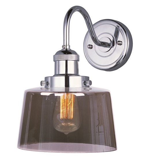 Foto para 60W Mini Hi-Bay 1-Light Wall Sconce W/Bulb PN Mirror Smoke Glass MB Incandescent 8.75"x11.75" 