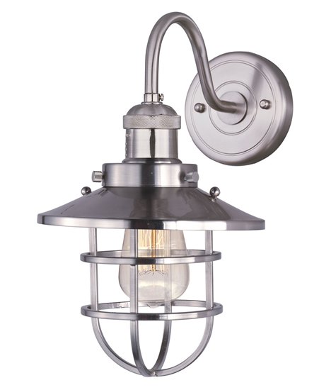 Foto para 60W Mini Hi-Bay 1-Light Wall Sconce W/Bulb SN MB 8"x15.5" 