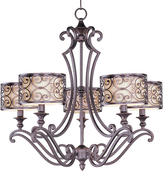 Foto para 60W Mondrian 5-Light Chandelier UB Fabric MB Incandescent 36" Chain