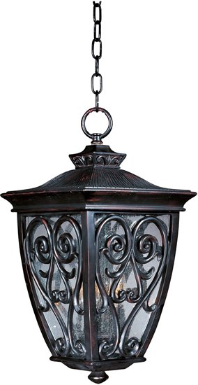 Foto para 60W Newbury VX 3-Light Outdoor Hanging Lantern OB Seedy Glass CA Incandescent 72" Chain