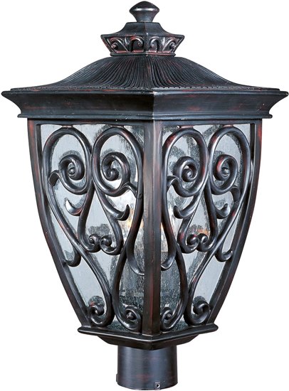 Foto para 60W Newbury VX 3-Light Outdoor Pole/Post Lantern OB Seedy Glass CA Incandescent 