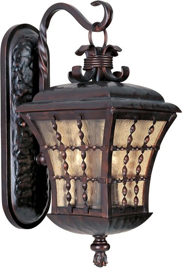 Foto para 60W Orleans 3-Light Outdoor Wall Lantern OI Amber Seedy Glass CA Incandescent 8"x18" 