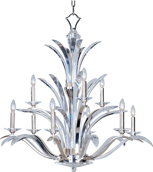 Foto para 60W Paradise 9-Light Chandelier PS Beveled Crystal Glass CA Incandescent (CAN 5"x1")72" Chain