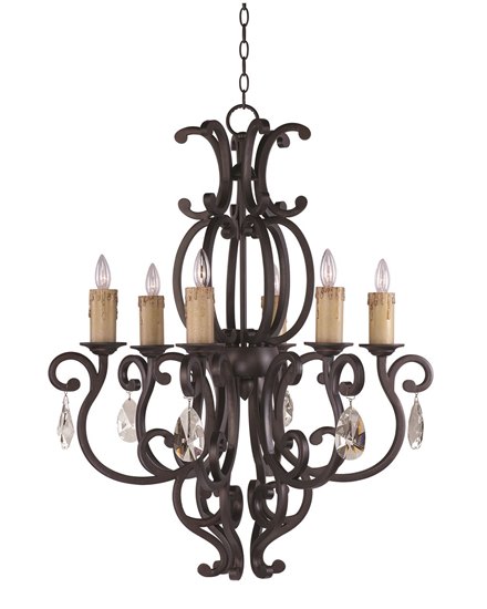 Foto para 60W Richmond 6-Light Chandelier with Crystals CU CA Incandescent 30.5"x36" 36" Chain